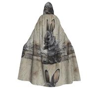 WHJSHOP Little gray rabbit stepping on a puddle Pattern Halloween Adult Hooded Cloak No Zipper, Comfortable & Durable for Role-Playing