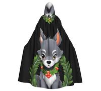 WHJSHOP Little Gray Wolf With A Wreath Picture Halloween Adult Hooded Cape Men'S And Women'S Clothing Mantle Role-Playing