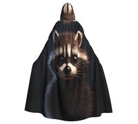 WHJSHOP Little Raccoon Face Pattern Halloween Adult Hooded Cloak is a super large, comfortable, and durable cloak