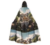 WHJSHOP Little sheep on a picnic Pattern Halloween Adult Hooded Cloak No Zipper, Comfortable & Durable for Role-Playing