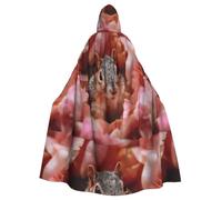 WHJSHOP Little squirrel in the petals Pattern Halloween Adult Hooded Cloak No Zipper, Comfortable & Durable for Role-Playing