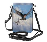 WHJSHOP Little Swallow Flying Low Picture Small Leather Women'S Crossbody Flip Phone Bag, Waterproof And Durable