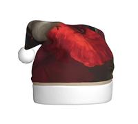 WHJSHOP Little Swallow in Red Flower Pattern Men's and women's plush Christmas hats, adult New Year's holiday party caps