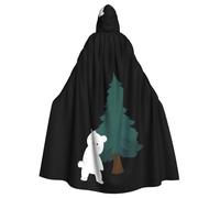 WHJSHOP Little white bear next to a pine tree Prints Halloween Adult Hooded Cloak No Zipper, Comfortable & Durable for Role-Playing