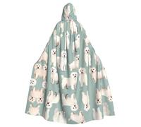 WHJSHOP Little White Dogs Pattern Picture Halloween Adult Hooded Cape Men'S And Women'S Clothing Mantle Role-Playing