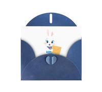 WHJSHOP Little white rabbit looking at the envelope Prints Greeting Card - Premium Pearlescent Paper, Double Sided Pearl Effect, Love Buckle Pearl Paper Envelope