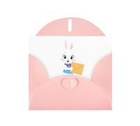 WHJSHOP Little white rabbit looking at the envelope Prints Greeting Card - Premium Pearlescent Paper, Double Sided Pearl Effect, Love Buckle Pearl Paper Envelope