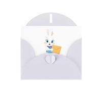 WHJSHOP Little white rabbit looking at the envelope Prints Greeting Card - Premium Pearlescent Paper, Double Sided Pearl Effect, Love Buckle Pearl Paper Envelope