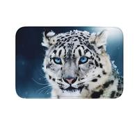 WHJSHOP Lock edge floor mat 40x60 in Blue eyed snow leopard Prints water-absorbent and non-slip soft and comfortable for bathroom and kitchen