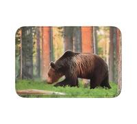 WHJSHOP Lock edge floor mat 40x60 in Brown Bear Prints water-absorbent and non-slip soft and comfortable for bathroom and kitchen