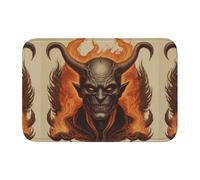 WHJSHOP Lock edge floor mat 40x60 in Burning Devil Printed water-absorbent and non-slip soft and comfortable for bathroom and kitchen