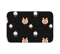WHJSHOP Lock edge floor mat 40x60 in Fox mask next to the cupcake Printed water-absorbent and non-slip soft and comfortable for bathroom and kitchen