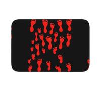 WHJSHOP Lock edge floor mat 40x60 in Red Dinosaur Footprints Printed water-absorbent and non-slip soft and comfortable for bathroom and kitchen