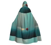 WHJSHOP Lonely Sailboat Pattern Adult Hooded Cape Cloak for Halloween, Role-playing, and Costume Parties