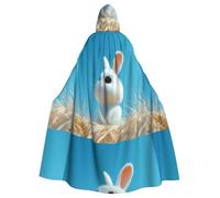WHJSHOP Looking up at the sky rabbit Pattern Halloween Adult Hooded Cloak No Zipper, Comfortable & Durable for Role-Playing