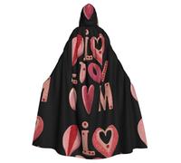 WHJSHOP Love letters Pattern Halloween Adult Hooded Cloak No Zipper, Comfortable & Durable for Role-Playing