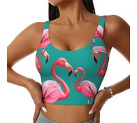 WHJSHOP Lovely Pink Flamingos Pattern Women's Sports Vest for Yoga, Workout, and Fitness - Comfortable and Breathable, Black, XXL