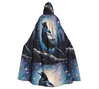 WHJSHOP Magpie in the starry sky Pattern Halloween Adult Hooded Cloak No Zipper, Comfortable & Durable for Role-Playing