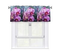 WHJSHOP Malaysian National Flower Printing Short Curtains with Valance Rod 54x18in, Light Filtering, Easy Installation for Kitchen, Bathroom, Laundry Room, Studio