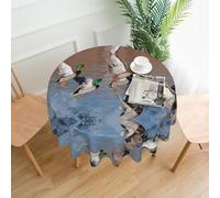 WHJSHOP Mallard Ducks Prints Round Table Throw 60 Inch - Waterproof Table Cover for Dining, Coffee Tables, Parties & More - Soft, Wrinkle-Resistant Table Layer