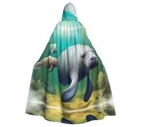WHJSHOP Manatee Animals Pattern Halloween Adult Hooded Cloak is a super large, comfortable, and durable cloak