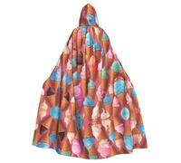 WHJSHOP Many Colored Ice Cream Pattern Halloween Adult Hooded Cloak is a super large, comfortable, and durable cloak