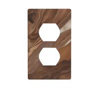 WHJSHOP Marble Mixed Brown Prints Double Socket Wall Panel Electrical Socket Cover Plate is Shatter Resistant and Durable 4.5x2.76in