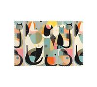 WHJSHOP Mid-Century Modern Art Cat Prints Quality Table Layers - Heat Resistant Place Mat Covers, Durable 6-Piece Set with Printed Designs