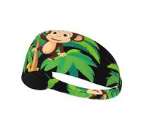 WHJSHOP Monkey on The Coconut Tree Prints Sports Headband for Women Sweat Proof Bandeau Summer Elastic Band