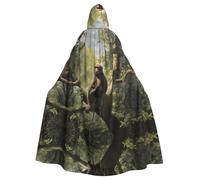 WHJSHOP Monkey sitting on a tree Picture Halloween Adult Hooded Cloak No Zipper, Comfortable & Durable for Role-Playing
