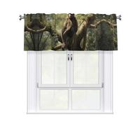 WHJSHOP Monkey Sitting on a Tree Printing Short Curtains with Valance Rod 54x18in Home Decor for Kitchen Bathroom Laundry Room Studio Upper Window