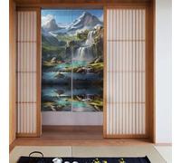 WHJSHOP Mountain Waterfall Picture Door curtain partition splicing privacy protection suitable for kitchen, bathroom, room 34x56in