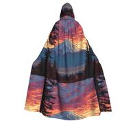 WHJSHOP Mt. Fuji at sunset Prints Adult Hooded Cape Cloak for Halloween, Role-Playing, and Costume Parties