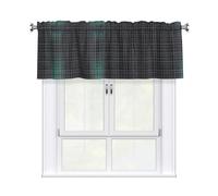 WHJSHOP Multi-Dimensional line Space Printing Short Curtains with Valance Rod 54x18in, Light Filtering, Easy Installation for Kitchen, Bathroom, Laundry Room, Studio