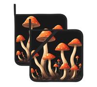 WHJSHOP New Mushrooms on Dead Trees Prints Square Insulated Pot Holder Set of 2 8x8 in Thick and Durable, Anti-scalding and Heat-Insulating
