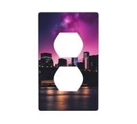 WHJSHOP New York Night Sky Picture Double Socket Wall Panel Electrical Socket Cover Plate Shatter Decoration Durable 4.5x2.76in