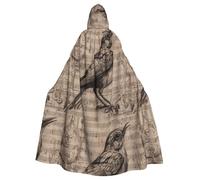 WHJSHOP Nightingale Notes Prints Halloween Adult Hooded Cloak No Zipper, Comfortable & Durable for Role-Playing