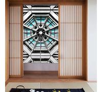 WHJSHOP Octagon Building Prints Door Curtain, Bathroom, Half Covered, Two partition Curtains 34x56in