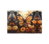 WHJSHOP Orange Yellow Butterfly Field Flowers Pattern Placemats Set of 6 - Dining Table Heat Resistant Table Set Mat for Home & Kitchen Decor
