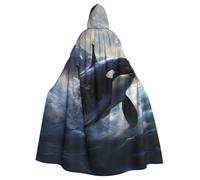 WHJSHOP Orca Killer Whale Pattern Halloween Adult Hooded Cloak No Zipper, Comfortable & Durable for Role-Playing
