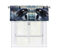 WHJSHOP Orca Killer Whale Prints Bright & Cozy Kitchen Window Layer - 54x18 Inch Peach Skin Valance for a Welcoming Home