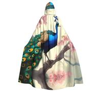WHJSHOP Oriental Peacock On Flower Tree Picture Halloween Adult Hooded Cape Men'S And Women'S Clothing Mantle Role-Playing