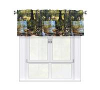 WHJSHOP Painting Board Next to The Stream Prints Curtain with Short Pole, 54x18in for Enhancing Kitchen Windows, bathrooms, Laundry Rooms, and Studios