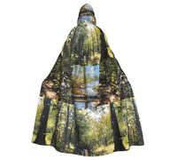WHJSHOP Painting board next to the stream Prints Halloween Adult Hooded Cloak No Zipper, Comfortable & Durable for Role-Playing