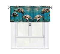 WHJSHOP Palm Trees and Sea Turtles Diving Underwater Prints Bright & Cozy Kitchen Window Layer - 54x18 Inch Peach Skin Valance for a Welcoming Home