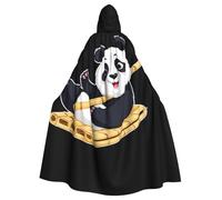 WHJSHOP Panda on a bamboo raft Printing Halloween Adult Hooded Cape Large Hooded Cloak with Bow Tie, No Zipper