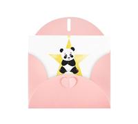 WHJSHOP Panda sitting on the star Prints Greeting Card - Premium Pearlescent Paper, Double Sided Pearl Effect, Love Buckle Pearl Paper Envelope