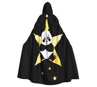 WHJSHOP Panda sitting on the star Prints Halloween Adult Hooded Cloak No Zipper, Comfortable & Durable for Role-Playing