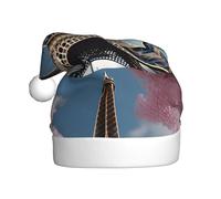WHJSHOP Paris Eiffel Tower Pattern Men's and women's plush Christmas hats, adult New Year's holiday party caps