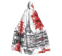 WHJSHOP Paris Prints Hooded Cloak - Long Sleeves, Comfortable Cosplay Layer
